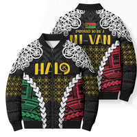 Halo Vanuatu Pride Bomber Puffer Jacket Vanuatuan Sand Drawing Pattern - Polynesian Pride