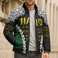 Halo Vanuatu Pride Bomber Puffer Jacket Vanuatuan Sand Drawing Pattern - Polynesian Pride