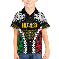 Halo Vanuatu Pride Family Matching Long Sleeve Bodycon Dress and Hawaiian Shirt Vanuatuan Sand Drawing Pattern LT9 Son's Shirt Black - Polynesian Pride