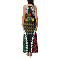 Halo Vanuatu Pride Family Matching Tank Maxi Dress and Hawaiian Shirt Vanuatuan Sand Drawing Pattern