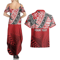 Malo e lelei Tonga Couples Matching Summer Maxi Dress and Hawaiian Shirt Ngatu Tokelau Feletoa Fata Traditional Polynesian Pattern