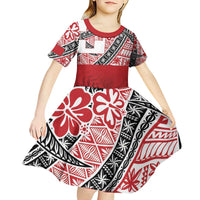 Malo e lelei Tonga Kid Short Sleeve Dress Ngatu Tokelau Feletoa Fata Traditional Polynesian Pattern