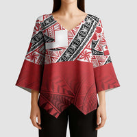 Malo e lelei Tonga Kimono Sleeve Blouse Ngatu Tokelau Feletoa Fata Traditional Polynesian Pattern - Polynesian Pride