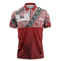 Malo e lelei Tonga Zipper Polo Shirt Ngatu Tokelau Feletoa Fata Traditional Polynesian Pattern - Polynesian Pride