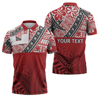 Malo e lelei Tonga Zipper Polo Shirt Ngatu Tokelau Feletoa Fata Traditional Polynesian Pattern - Polynesian Pride