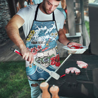Hawaii Santa Skeleton Surfing Personalized Apron Mele Kalikimaka i Iulai!