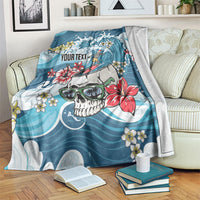 Hawaii Santa Skeleton Surfing Personalized Blanket Mele Kalikimaka i Iulai!