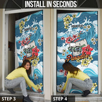 Hawaii Santa Skeleton Surfing Personalized Door Cover Mele Kalikimaka i Iulai!