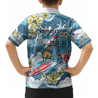 Hawaii Santa Skeleton Surfing Personalized Hawaiian Shirt Mele Kalikimaka i Iulai! LT9 - Polynesian Pride