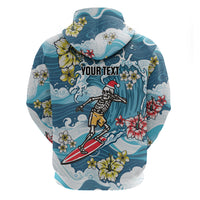 Hawaii Santa Skeleton Surfing Personalized Hoodie Mele Kalikimaka i Iulai!