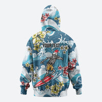 Hawaii Santa Skeleton Surfing Personalized Hoodie Mele Kalikimaka i Iulai!