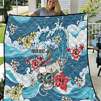 Hawaii Santa Skeleton Surfing Personalized Quilt Mele Kalikimaka i Iulai!