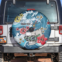 Hawaii Santa Skeleton Surfing Personalized Spare Tire Cover Mele Kalikimaka i Iulai! LT9 Blue - Polynesian Pride