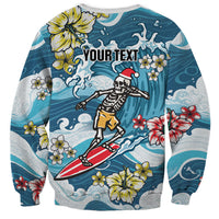 Hawaii Santa Skeleton Surfing Personalized Sweatshirt Mele Kalikimaka i Iulai!