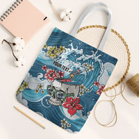 Hawaii Santa Skeleton Surfing Personalized Tote Bag Mele Kalikimaka i Iulai!