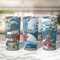 Hawaii Santa Skeleton Surfing Personalized Tumbler Cup Mele Kalikimaka i Iulai!