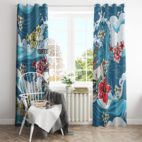 Hawaii Santa Skeleton Surfing Personalized Window Curtain Mele Kalikimaka i Iulai!