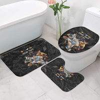 Custom Rugby Southern Hemisphere Bathroom Set Argentina AUNZ South Africa Mascot Black - Polynesian Pride