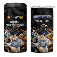Custom Rugby Southern Hemisphere 4 in 1 Can Cooler Tumbler Argentina AUNZ South Africa Mascot Black - Polynesian Pride