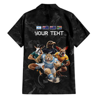 Custom Rugby Southern Hemisphere Hawaiian Shirt Argentina AUNZ South Africa Mascot Black - Polynesian Pride