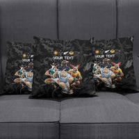 Custom Rugby Southern Hemisphere Pillow Cover Argentina AUNZ South Africa Mascot Black - Polynesian Pride