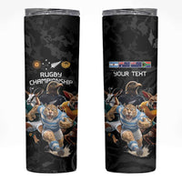 Custom Rugby Southern Hemisphere Skinny Tumbler Argentina AUNZ South Africa Mascot Black - Polynesian Pride