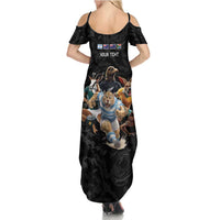 Custom Rugby Southern Hemisphere Summer Maxi Dress Argentina AUNZ South Africa Mascot Black - Polynesian Pride
