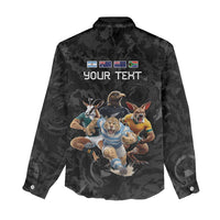Custom Rugby Southern Hemisphere Women Casual Shirt Argentina AUNZ South Africa Mascot Black LT9 - Polynesian Pride