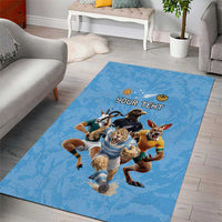 Custom Rugby Southern Hemisphere Area Rug Argentina AUNZ South Africa Mascot Blue - Polynesian Pride