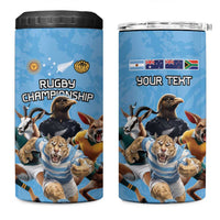 Custom Rugby Southern Hemisphere 4 in 1 Can Cooler Tumbler Argentina AUNZ South Africa Mascot Blue - Polynesian Pride