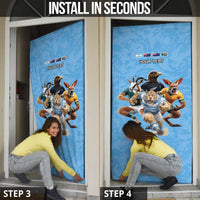 Custom Rugby Southern Hemisphere Door Cover Argentina AUNZ South Africa Mascot Blue - Polynesian Pride
