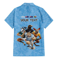 Custom Rugby Southern Hemisphere Family Matching Mermaid Dress and Hawaiian Shirt Argentina AUNZ South Africa Mascot Blue - Polynesian Pride