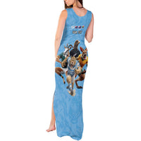 Custom Rugby Southern Hemisphere Tank Maxi Dress Argentina AUNZ South Africa Mascot Blue - Polynesian Pride
