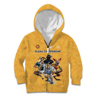 Custom Rugby Southern Hemisphere Kid Hoodie Argentina AUNZ South Africa Mascot Gold - Polynesian Pride