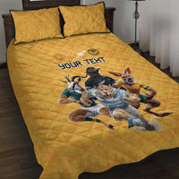 Custom Rugby Southern Hemisphere Quilt Bed Set Argentina AUNZ South Africa Mascot Gold - Polynesian Pride