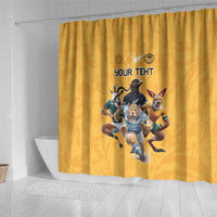 Custom Rugby Southern Hemisphere Shower Curtain Argentina AUNZ South Africa Mascot Gold - Polynesian Pride