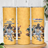 Custom Rugby Southern Hemisphere Skinny Tumbler Argentina AUNZ South Africa Mascot Gold - Polynesian Pride