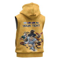 Custom Rugby Southern Hemisphere Sleeveless Zip Hoodie Argentina AUNZ South Africa Mascot Gold - Polynesian Pride