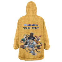 Custom Rugby Southern Hemisphere Wearable Blanket Hoodie Argentina AUNZ South Africa Mascot Gold - Polynesian Pride