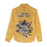 Custom Rugby Southern Hemisphere Women Casual Shirt Argentina AUNZ South Africa Mascot Gold LT9 - Polynesian Pride