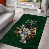 Custom Rugby Southern Hemisphere Area Rug Argentina AUNZ South Africa Mascot Green - Polynesian Pride