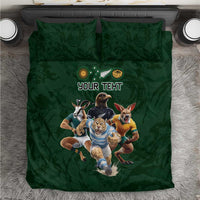 Custom Rugby Southern Hemisphere Bedding Set Argentina AUNZ South Africa Mascot Green - Polynesian Pride