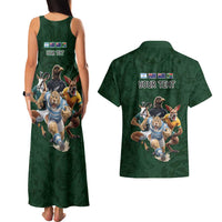 Custom Rugby Southern Hemisphere Couples Matching Tank Maxi Dress and Hawaiian Shirt Argentina AUNZ South Africa Mascot Green LT9 - Polynesian Pride
