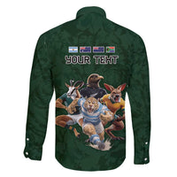 Custom Rugby Southern Hemisphere Family Matching Mermaid Dress and Hawaiian Shirt Argentina AUNZ South Africa Mascot Green LT9 - Polynesian Pride