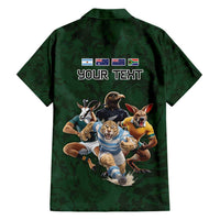 Custom Rugby Southern Hemisphere Hawaiian Shirt Argentina AUNZ South Africa Mascot Green - Polynesian Pride