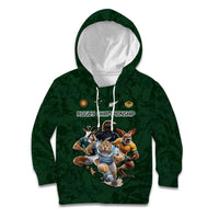 Custom Rugby Southern Hemisphere Kid Hoodie Argentina AUNZ South Africa Mascot Green - Polynesian Pride