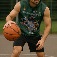 Custom Rugby Southern Hemisphere Sleeveless Hoodie Argentina AUNZ South Africa Mascot Green - Polynesian Pride