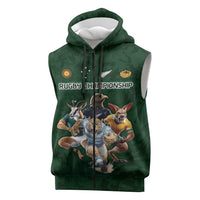 Custom Rugby Southern Hemisphere Sleeveless Zip Hoodie Argentina AUNZ South Africa Mascot Green LT9 Green - Polynesian Pride