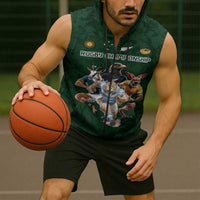 Custom Rugby Southern Hemisphere Sleeveless Zip Hoodie Argentina AUNZ South Africa Mascot Green LT9 - Polynesian Pride
