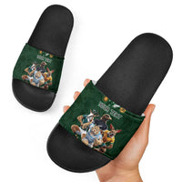 Custom Rugby Southern Hemisphere Slide Sandals Argentina AUNZ South Africa Mascot Green - Polynesian Pride